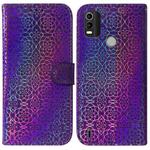 For Nokia C21 Plus Colorful Magnetic Buckle Leather Phone Case(Purple)