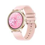 AK35 1.32 inch IPS Color Screen Smart Watch, Support Sleep Monitoring/Blood Oxygen Monitoring(Gold Pink Silicone Watch Band)