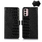 For Motorola Moto G42 Crocodile Top Layer Cowhide Leather Phone Case(Black)