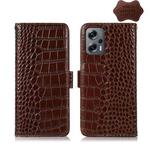 For Xiaomi Redmi Note 11T Pro Crocodile Top Layer Cowhide Leather Phone Case(Brown)