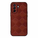 For Huawei Enjoy 50 China/nova Y70 4G Global/nova Y70 Plus Weave Plaid PU Phone Case(Brown)