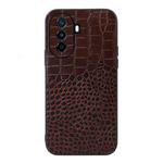 For Huawei Enjoy 50 China/nova Y70 4G Global/nova Y70 Plus Crocodile Top Layer Cowhide Leather Phone Case(Coffee)