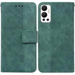 For Infinix Hot 12 Geometric Embossed Leather Phone Case(Green)