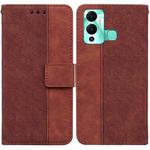 For Infinix Hot 12 Play Geometric Embossed Leather Phone Case(Brown)