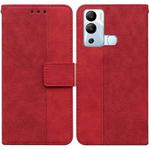 For Infinix Hot 12i Geometric Embossed Leather Phone Case(Red)