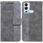 For Infinix Hot 12i Geometric Embossed Leather Phone Case(Grey)