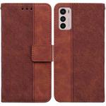 For Motorola Moto G42 Geometric Embossed Leather Phone Case(Brown)