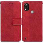 For Nokia C21 Plus Geometric Embossed Leather Phone Case(Red)