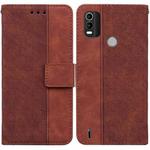 For Nokia C21 Plus Geometric Embossed Leather Phone Case(Brown)