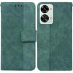 For OnePlus Nord 2T Geometric Embossed Leather Phone Case(Green)