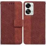 For OnePlus Nord 2T Geometric Embossed Leather Phone Case(Brown)