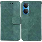 For Honor X7 Geometric Embossed Leather Phone Case(Green)