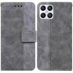 For Honor X8 Geometric Embossed Leather Phone Case(Grey)