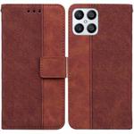 For Honor X8 Geometric Embossed Leather Phone Case(Brown)