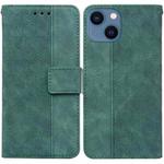 For iPhone 14 Geometric Embossed Leather Phone Case (Green)