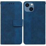 For iPhone 14 Geometric Embossed Leather Phone Case (Blue)