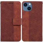 For iPhone 14 Geometric Embossed Leather Phone Case (Brown)