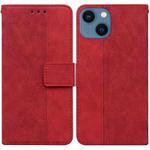 For iPhone 14 Plus Geometric Embossed Leather Phone Case (Red)