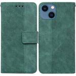 For iPhone 14 Plus Geometric Embossed Leather Phone Case (Green)