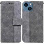 For iPhone 14 Plus Geometric Embossed Leather Phone Case (Grey)