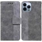 For iPhone 14 Pro Max Geometric Embossed Leather Phone Case (Grey)