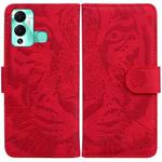 For Infinix Hot 12 Play Tiger Embossing Pattern Horizontal Flip Leather Phone Case(Red)