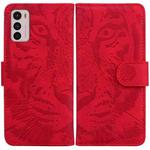 For Motorola Moto G42 Tiger Embossing Pattern Horizontal Flip Leather Phone Case(Red)