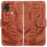 For Nokia C21 Plus Tiger Embossing Pattern Horizontal Flip Leather Phone Case(Brown)