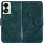 For OnePlus Nord 2T Tiger Embossing Pattern Horizontal Flip Leather Phone Case(Green)