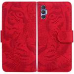 For Tecno Spark 8 Pro Tiger Embossing Pattern Horizontal Flip Leather Phone Case(Red)