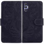 For Tecno Spark 8 Pro Tiger Embossing Pattern Horizontal Flip Leather Phone Case(Black)