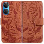 For Honor X7 Tiger Embossing Pattern Horizontal Flip Leather Phone Case(Brown)