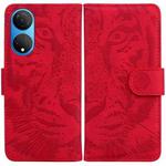 For Honor X7 Tiger Embossing Pattern Horizontal Flip Leather Phone Case(Red)