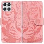 For Honor X8 Tiger Embossing Pattern Horizontal Flip Leather Phone Case(Pink)