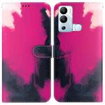 For Infinix Hot 12i Watercolor Pattern Horizontal Flip Leather Phone Case(Berry Color)
