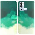 For Infinix Hot 12i Watercolor Pattern Horizontal Flip Leather Phone Case(Cyan Green)