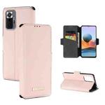 For Xiaomi Redmi Note 10 Pro Max MUXMA MX115 Cross Texture Oil Edge Flip Leather Phone Case(Pink)