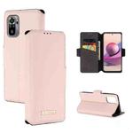 For Xiaomi Redmi Note 10 4G / 10S India MUXMA MX115 Cross Texture Oil Edge Flip Leather Phone Case(Pink)