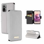 For Xiaomi Redmi Note 10 4G / 10S India MUXMA MX115 Cross Texture Oil Edge Flip Leather Phone Case(Grey)