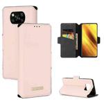 For Xiaomi Poco X3 NFC / X3 MUXMA MX115 Cross Texture Oil Edge Flip Leather Phone Case(Pink)