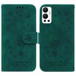 For Infinix Hot 12 Butterfly Rose Embossed Leather Phone Case(Green)