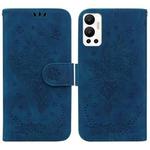 For Infinix Hot 12 Butterfly Rose Embossed Leather Phone Case(Blue)