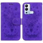 For Infinix Hot 12i Butterfly Rose Embossed Leather Phone Case(Purple)