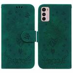 For Motorola Moto G42 Butterfly Rose Embossed Leather Phone Case(Green)