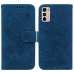 For Motorola Moto G42 Butterfly Rose Embossed Leather Phone Case(Blue)