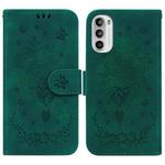 For Motorola Moto G52J Japan Version Butterfly Rose Embossed Leather Phone Case(Green)