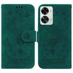 For OnePlus Nord 2T Butterfly Rose Embossed Leather Phone Case(Green)
