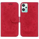 For OnePlus Nord CE 2 Lite 5G Butterfly Rose Embossed Leather Phone Case(Red)