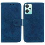 For OnePlus Nord CE 2 Lite 5G Butterfly Rose Embossed Leather Phone Case(Blue)