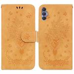 For Tecno Spark 8 Pro Butterfly Rose Embossed Leather Phone Case(Yellow)